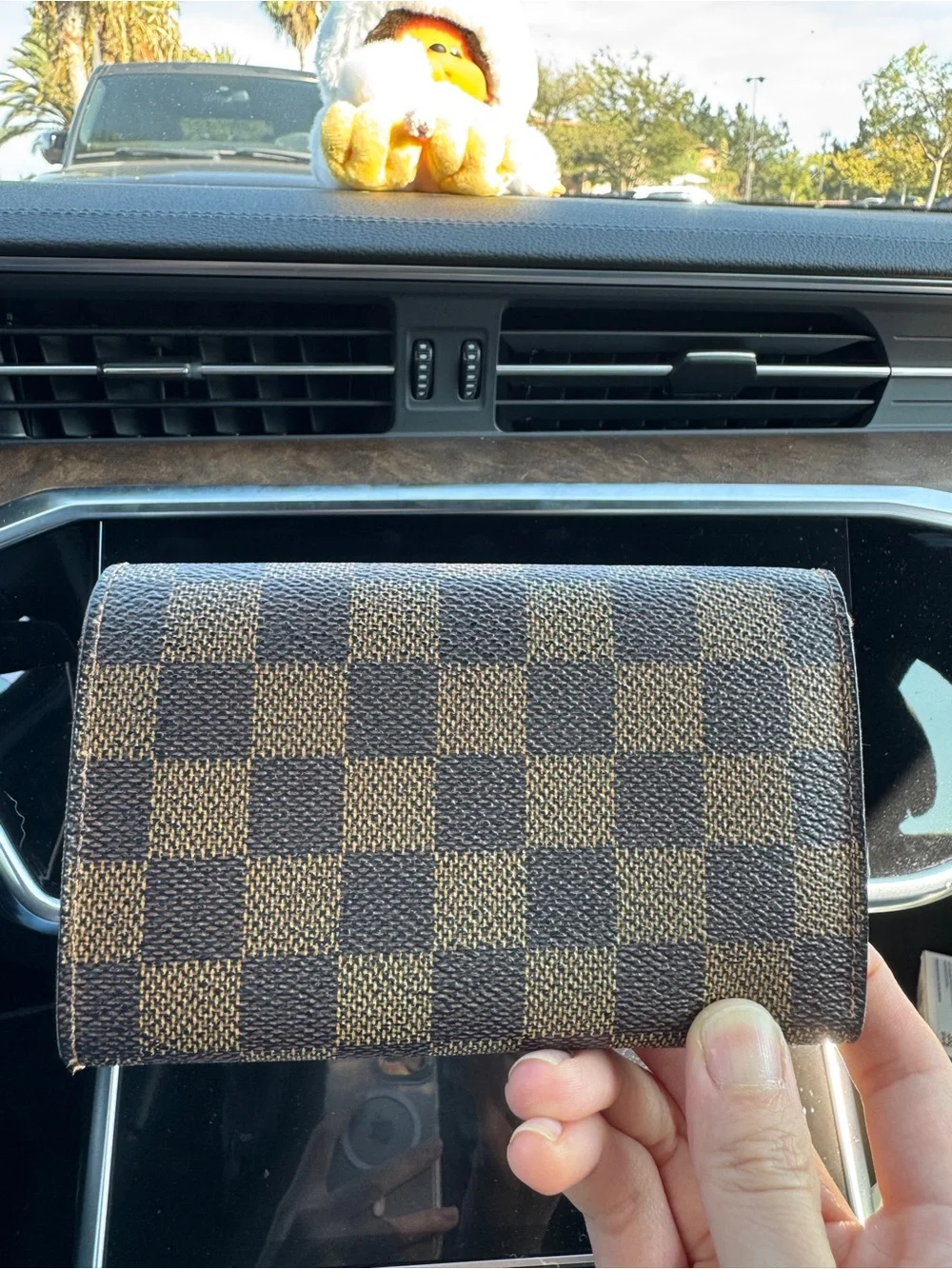 Authentic Louis Vuitton Brown Leather Zip Wallet with Gold LV Zipper Pull